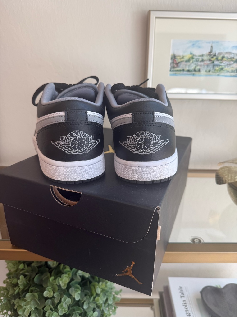 Nike Air Jordan 1 Low - Retro Sneaker in Black, White & Gray - Picture 11 of 13